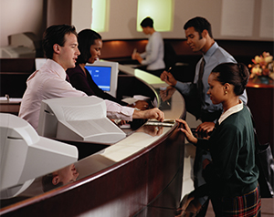 Counter scene from a community bank