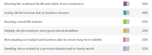 Chart: pressing concerns related to work and professional success during pandemic