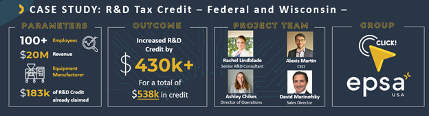 EPSA's R&D Tax Credit Optimization Infographic