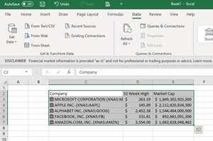 Excel Sheet Demonstrating Quick Analysis