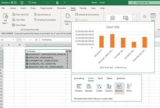 Excel Sheet Demonstrating Charts Option