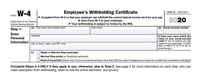 Top of the IRS's new W-4 form