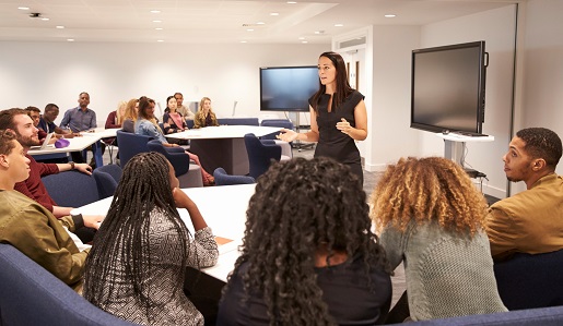 Students in a classroom lecture