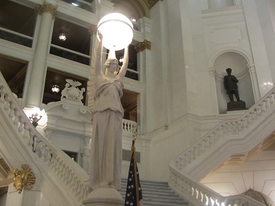 Empty stairs in PA Capitol rotunda