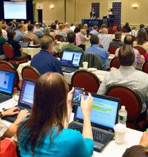 course attendees using new technology