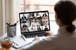 Team holding a virtual meeting online