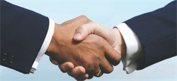 Handshake symbolizing a company merger