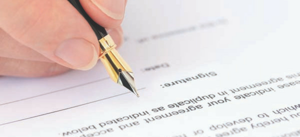 Signing an agreement