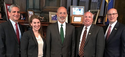 Pa. Gov. Wolf with PICPA members Martin Levin and Steve Christian, with PICPA's Jen Cryder and Peter Calacara.