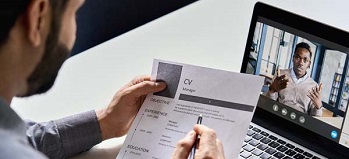 Online job interview and review of resume