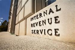 Internal Revenue Service sign outside an IRS building