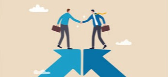 Illustration: 2 CPAs meeting on top of arrows coming from different directions