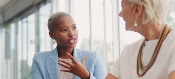 Two CPAs calmly discussing differences of opinion.