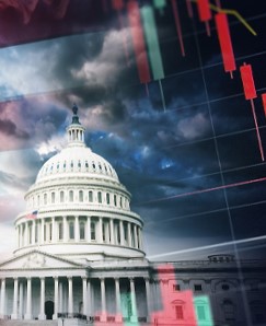 cpa-input-on-tax-policy-at-the-national-level U.S. Capitol with a graph and flag superimposed on sky
