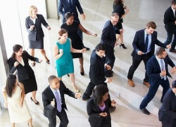 Video of an office-wide choreographed dance routine