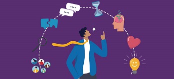 Illustration: Goals and ideas in arch over young professional