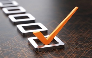 Three dimensional check boxes: one with a check on it.