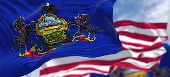 Pennsylvania state flag among other state flags