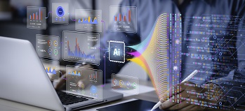 CPA at work with AI helping with graphs, charts, and data