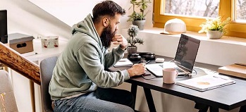 Young professional working in a special, dedicated space at home