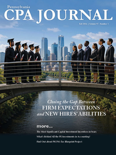 Graduates and professionals facing each other on opposite sides of a bridge